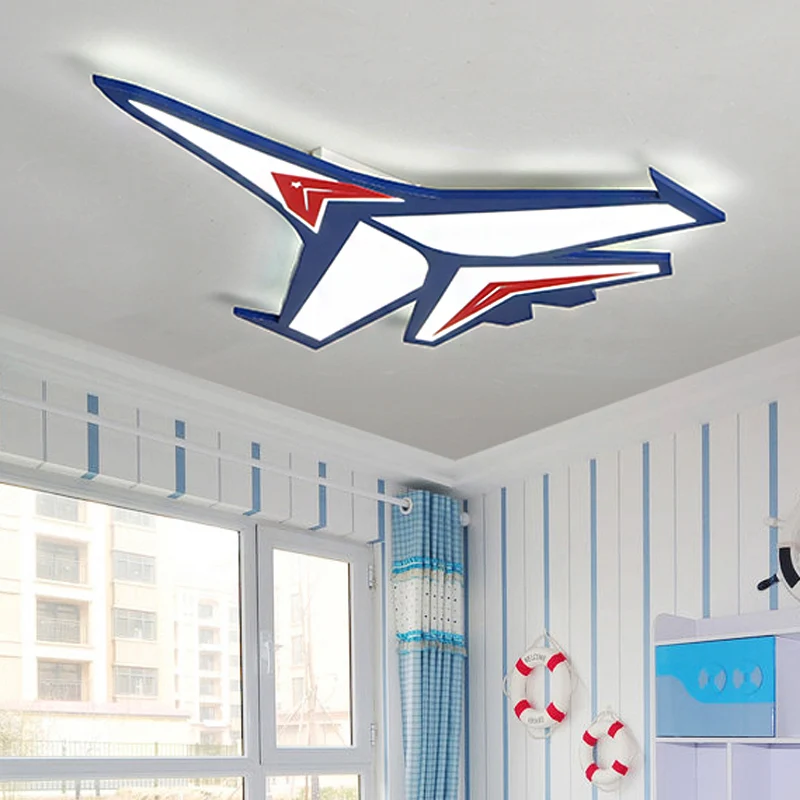 Plafonnier encastré en forme d'avion pour chambre de garçon, plafonnier contemporain en acrylique bleu froid Clearhalo
