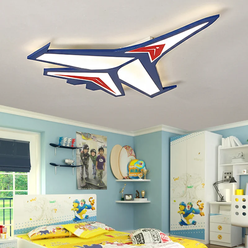Plafonnier encastré en forme d'avion pour chambre de garçon, plafonnier contemporain en acrylique bleu froid Clearhalo