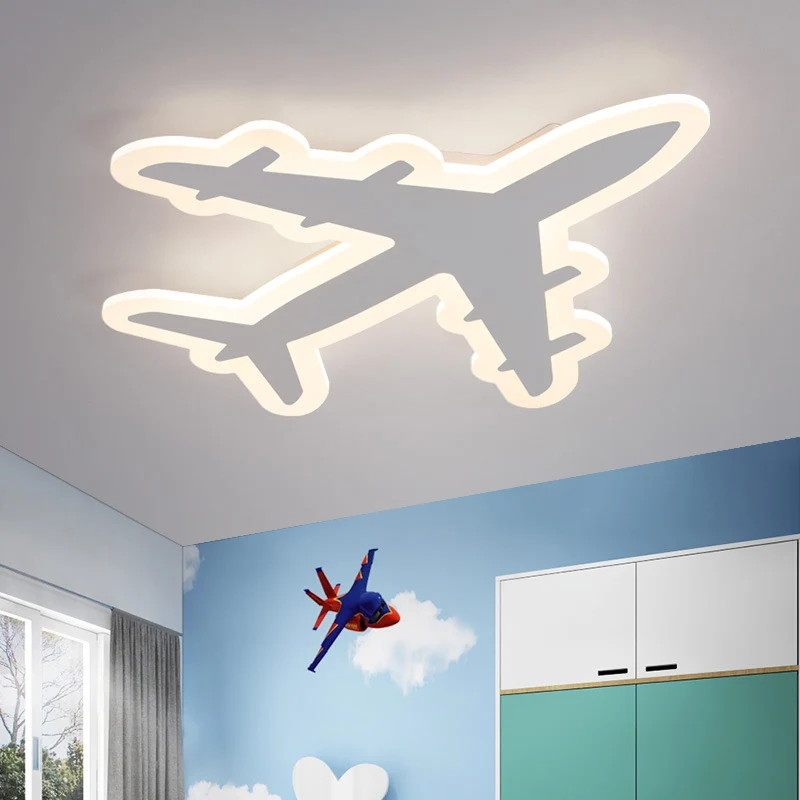 Plafonnier encastré en forme d'avion pour enfants, éclairage LED en acrylique pour chambre d'enfant, lumière blanche chaud...