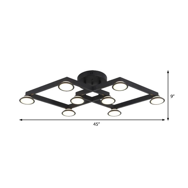 Plafonnier encastré en forme de diamant noir, 8 lumières, plafonnier moderne en aluminium E14 pour Restaurant Clearhalo