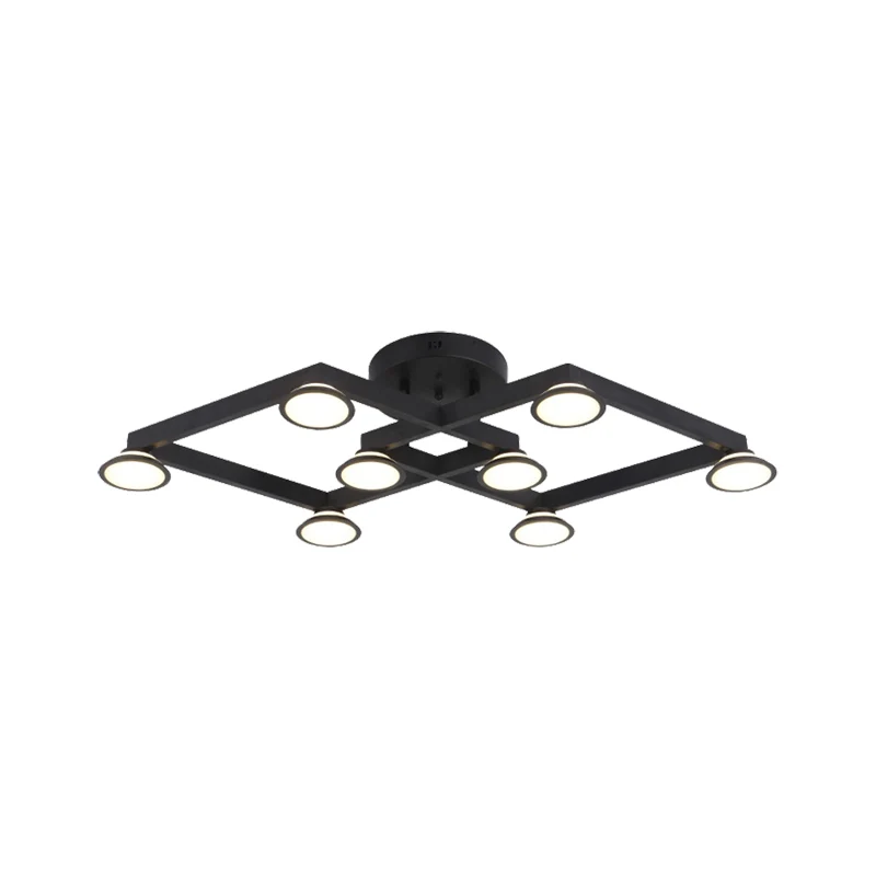 Plafonnier encastré en forme de diamant noir, 8 lumières, plafonnier moderne en aluminium E14 pour Restaurant Clearhalo