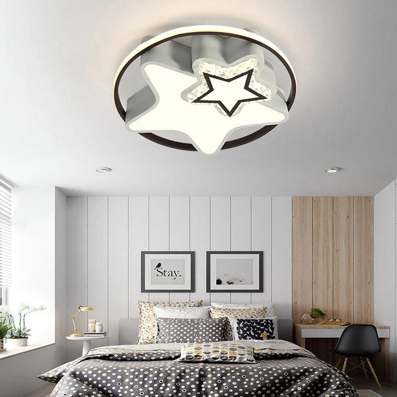 Plafonnier encastré en forme d'étoile en acrylique, moderne, LED, blanc, pour chambre à coucher Clearhalo