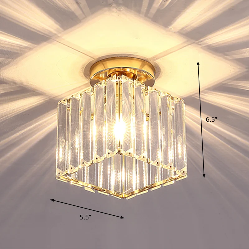 Plafonnier encastré géométrique contemporain prisme en cristal LED luminaire encastré Clearhalo