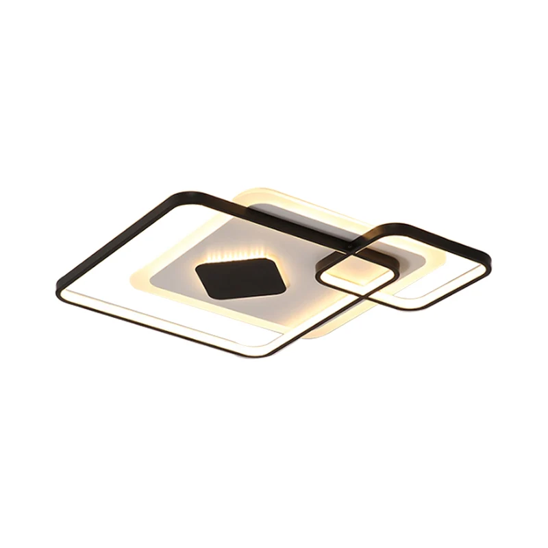 Plafonnier encastré géométrique simple en métal LED noir plafonnier encastré en lumière blanche/chaude, 16,5"/19,5"/23,5"...