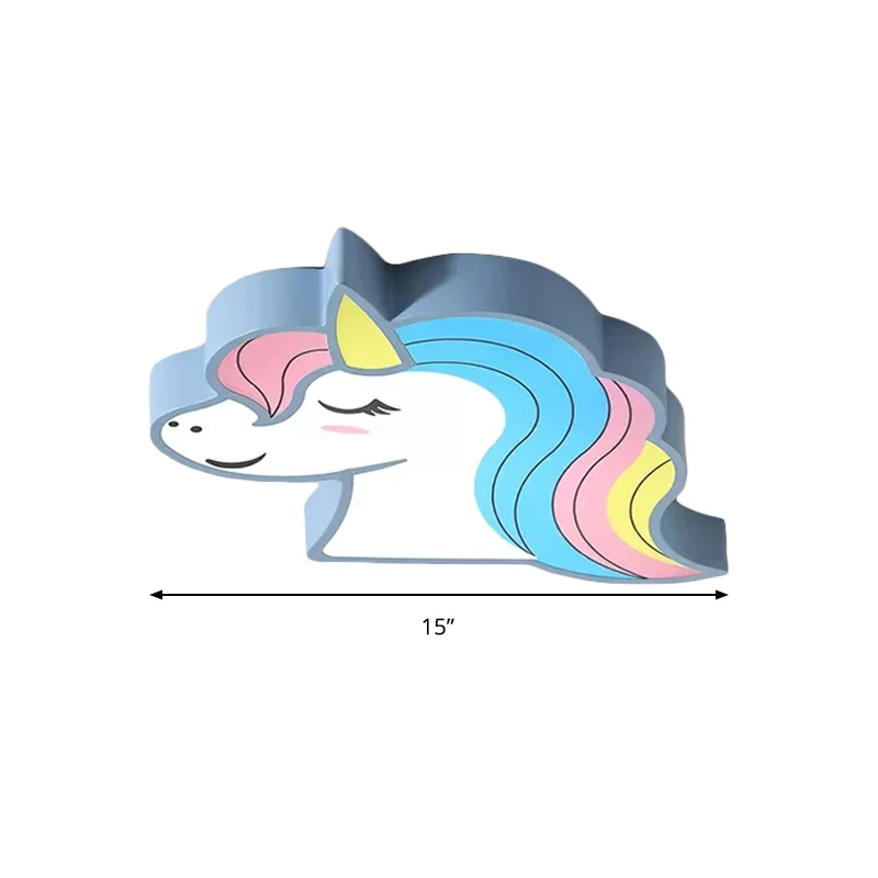 Plafonnier encastré licorne pour chambre d'enfant, luminaire de plafond multicolore en acrylique avec dessin animé Clearhalo