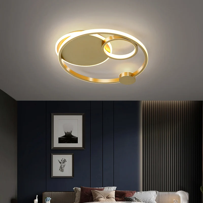 Plafonnier encastré multi-anneaux en métal postmoderne pour chambre à coucher, éclairage LED encastré Clearhalo