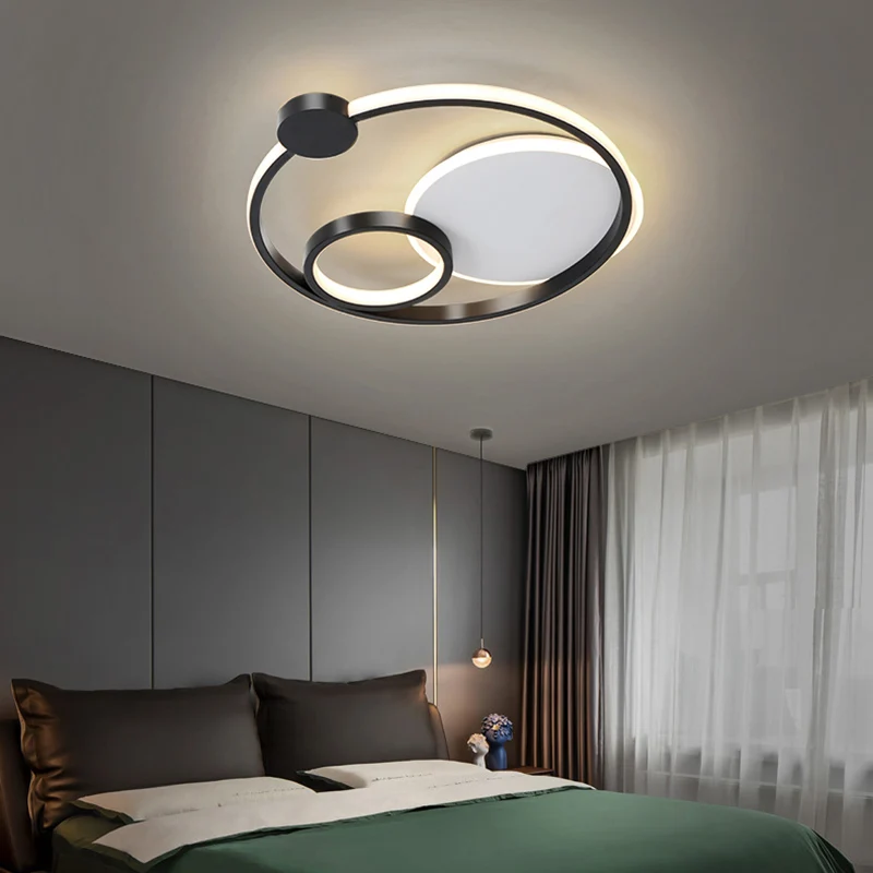 Plafonnier encastré multi-anneaux en métal postmoderne pour chambre à coucher, éclairage LED encastré Clearhalo