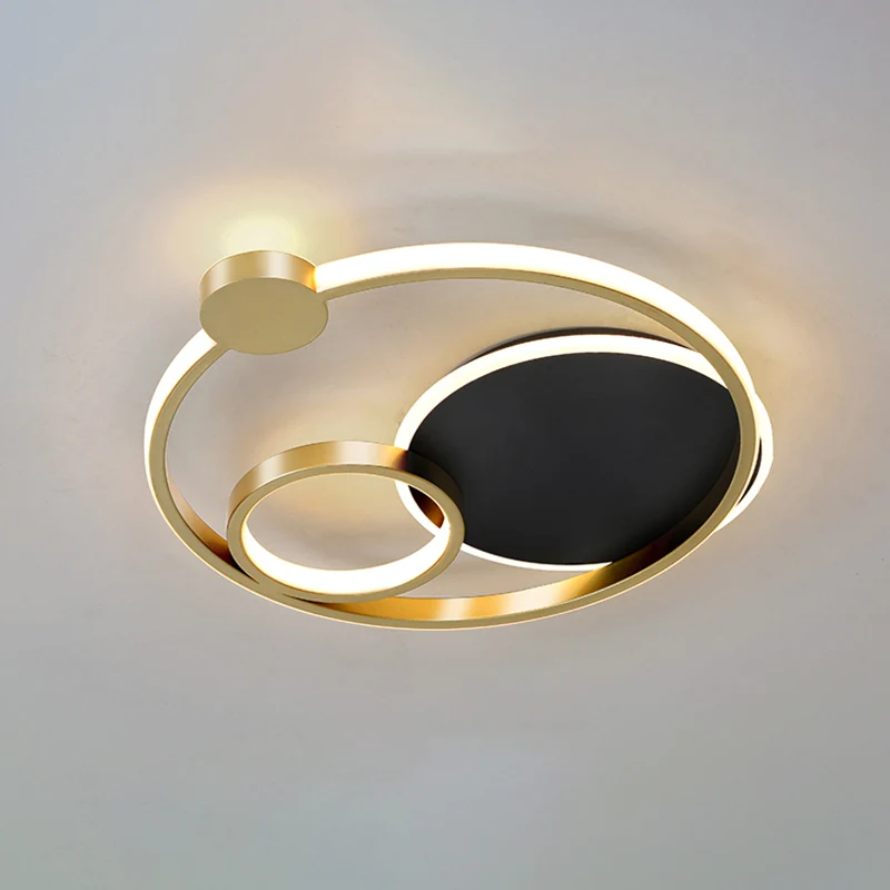 Plafonnier encastré multi-anneaux en métal postmoderne pour chambre à coucher, éclairage LED encastré Clearhalo