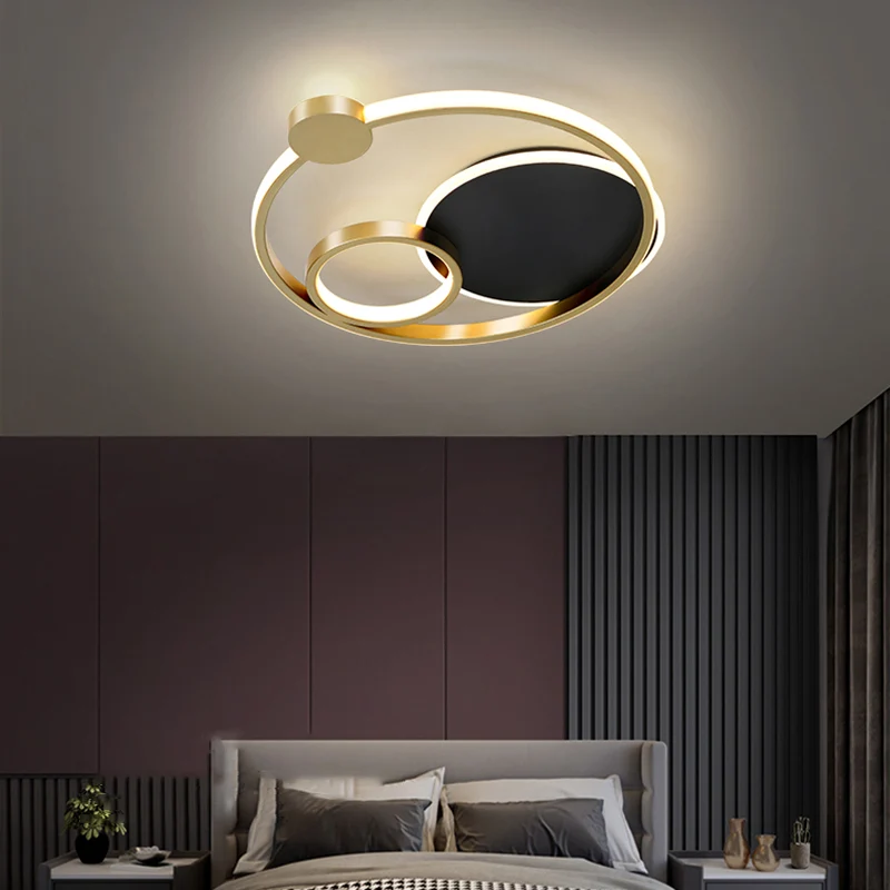 Plafonnier encastré multi-anneaux en métal postmoderne pour chambre à coucher, éclairage LED encastré Clearhalo