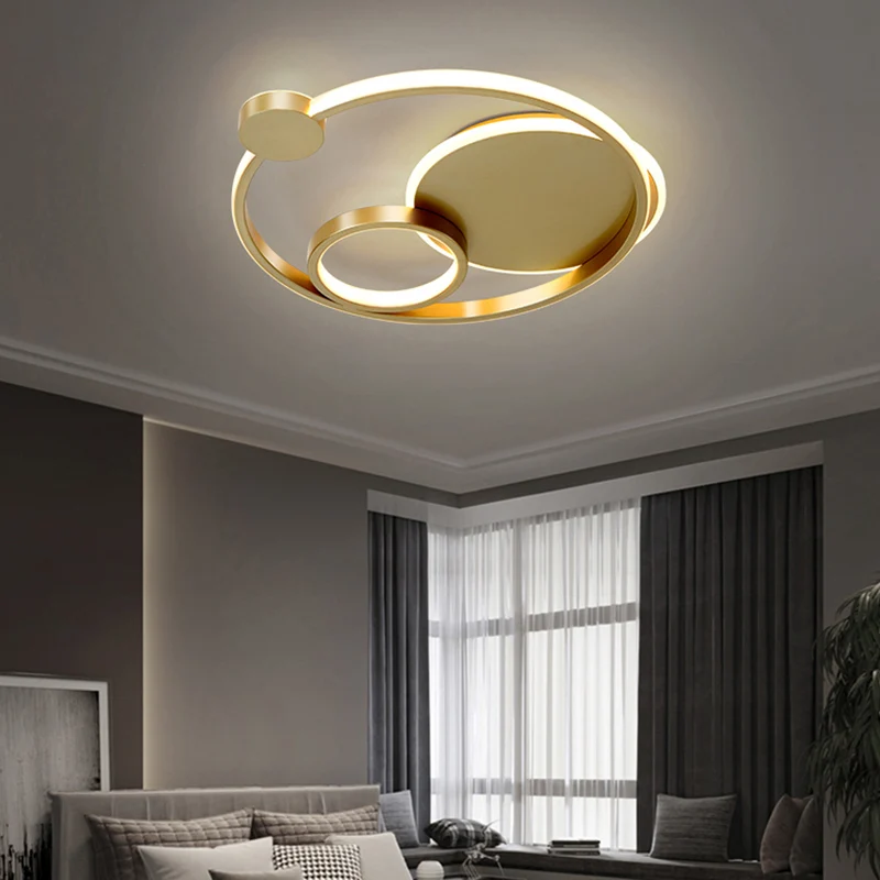 Plafonnier encastré multi-anneaux en métal postmoderne pour chambre à coucher, éclairage LED encastré Clearhalo