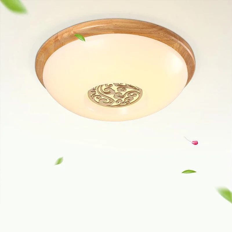 Plafonnier encastré au plafond en forme de bol en bois, éclairage LED moderne en acrylique de 14/16/18 pouces avec sculptu...
