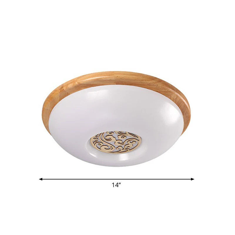 Plafonnier encastré au plafond en forme de bol en bois, éclairage LED moderne en acrylique de 14/16/18 pouces avec sculptu...