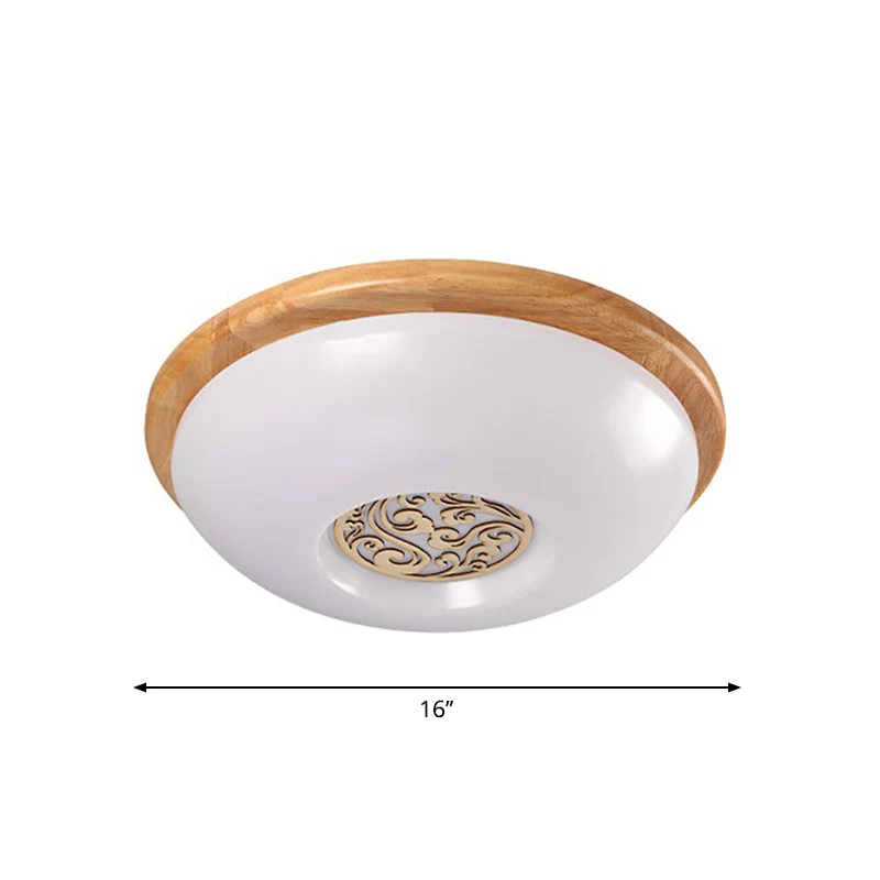 Plafonnier encastré au plafond en forme de bol en bois, éclairage LED moderne en acrylique de 14/16/18 pouces avec sculptu...