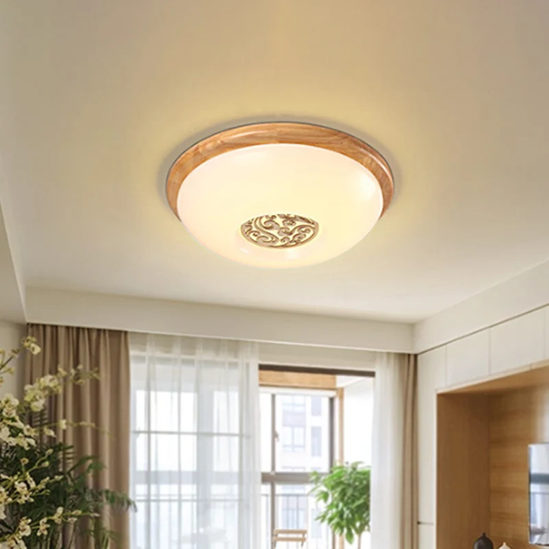 Plafonnier encastré au plafond en forme de bol en bois, éclairage LED moderne en acrylique de 14/16/18 pouces avec sculptu...