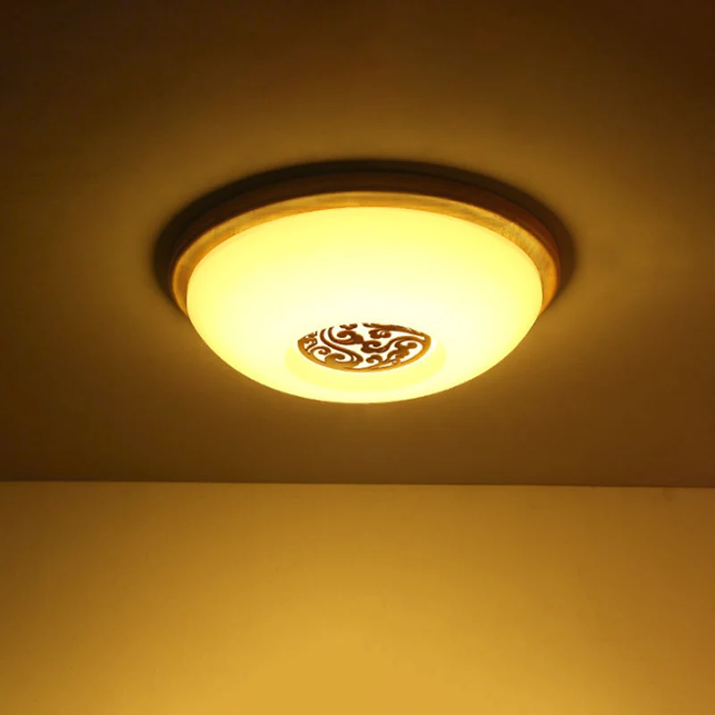 Plafonnier encastré au plafond en forme de bol en bois, éclairage LED moderne en acrylique de 14/16/18 pouces avec sculptu...