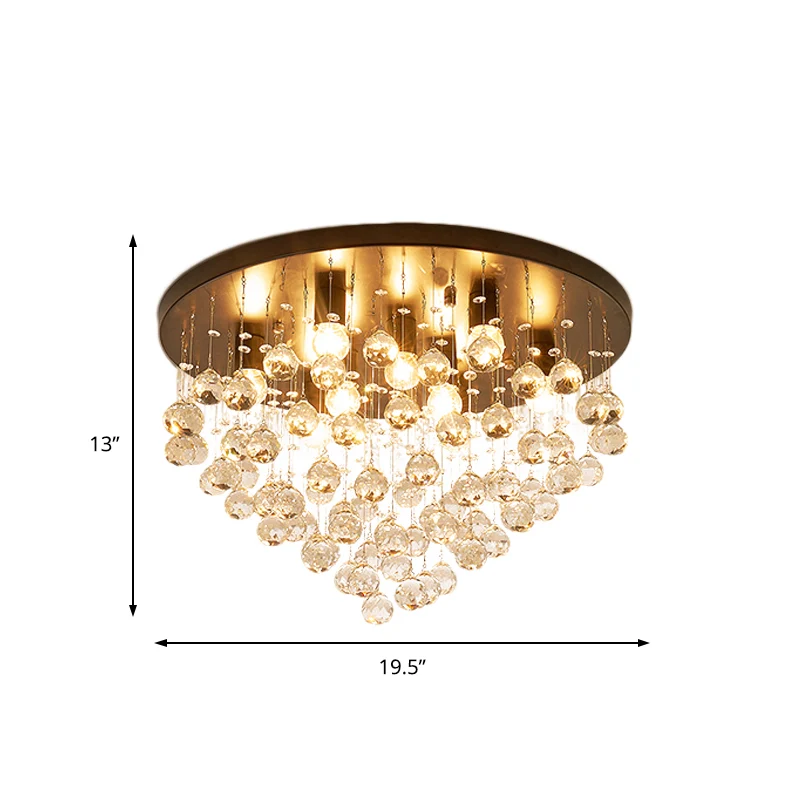 Plafonnier encastré à plusieurs niveaux noir Plafonnier moderniste en cristal à 8 lumières de 19,5"/23,5" de diamètre Clea...