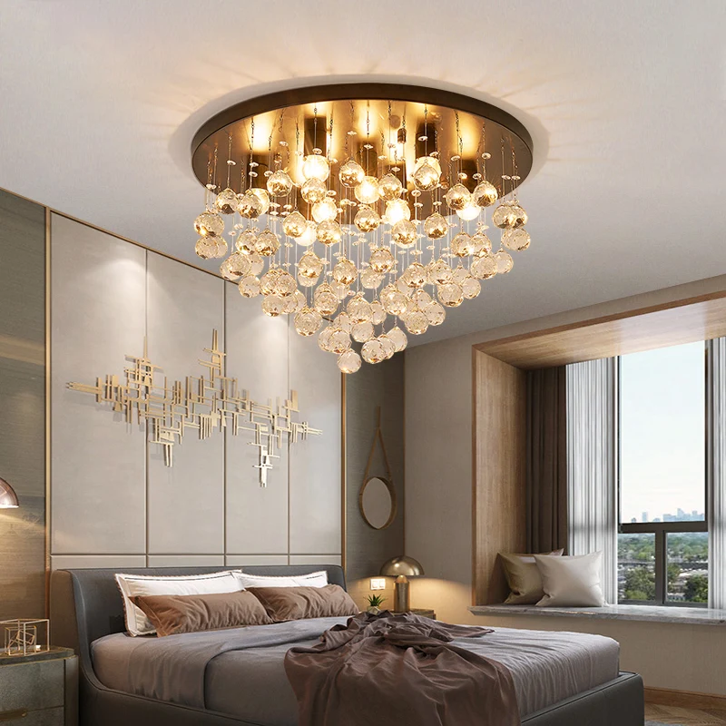 Plafonnier encastré à plusieurs niveaux noir Plafonnier moderniste en cristal à 8 lumières de 19,5"/23,5" de diamètre Clea...