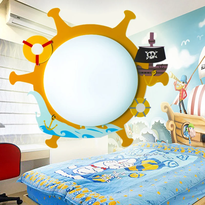 Plafonnier encastré pour chambre d'enfant Rudder avec plafonnier en acrylique de style nautique en forme de bateau en jaun...