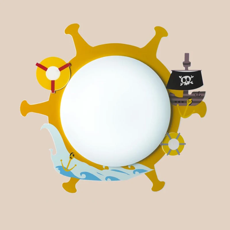 Plafonnier encastré pour chambre d'enfant Rudder avec plafonnier en acrylique de style nautique en forme de bateau en jaun...