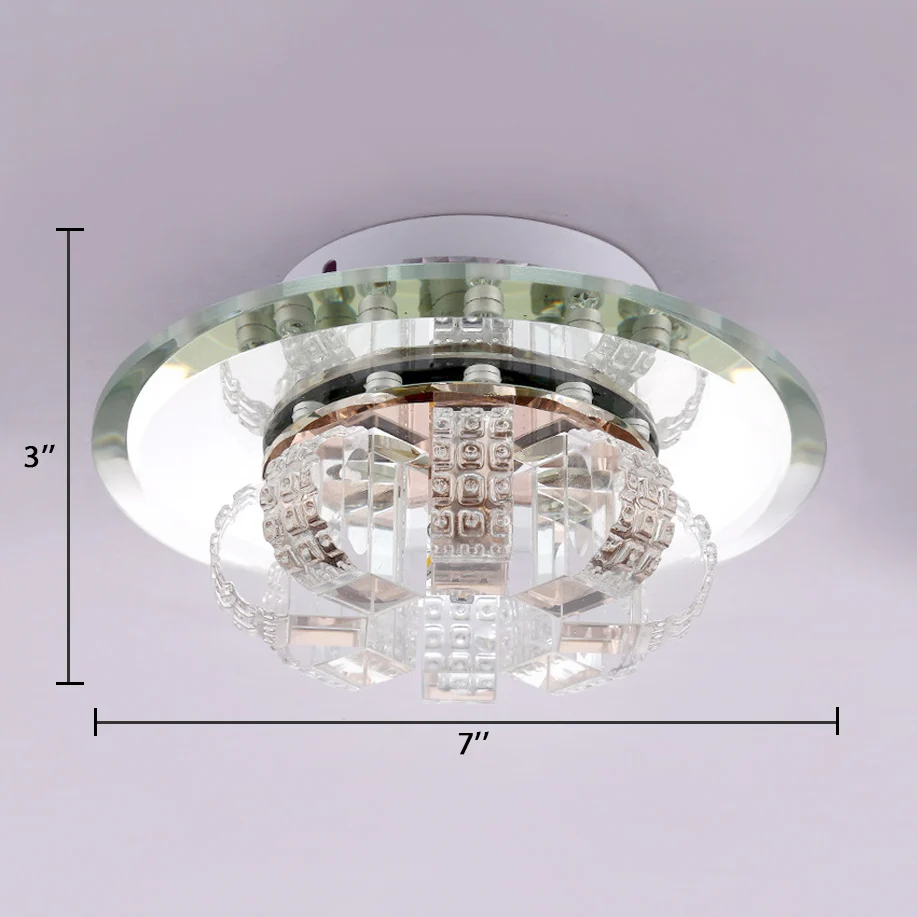Plafonnier encastré rond en bloc de cristal transparent Clearhalo