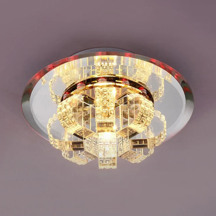 Plafonnier encastré rond en bloc de cristal transparent Clearhalo