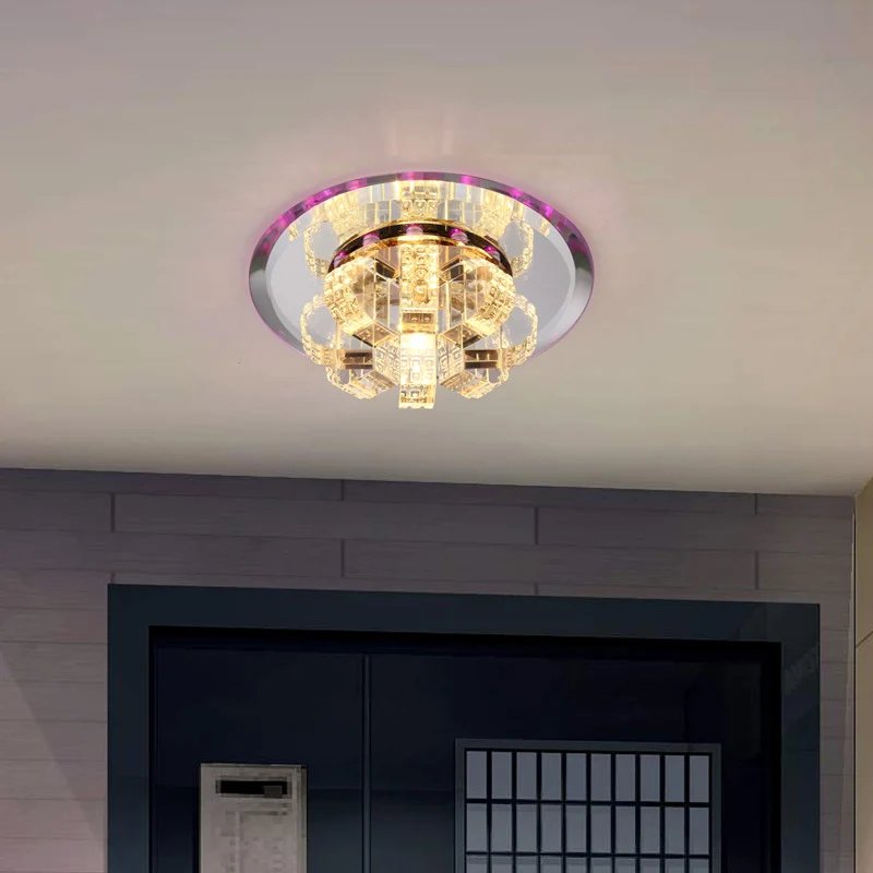 Plafonnier encastré rond en bloc de cristal transparent Clearhalo