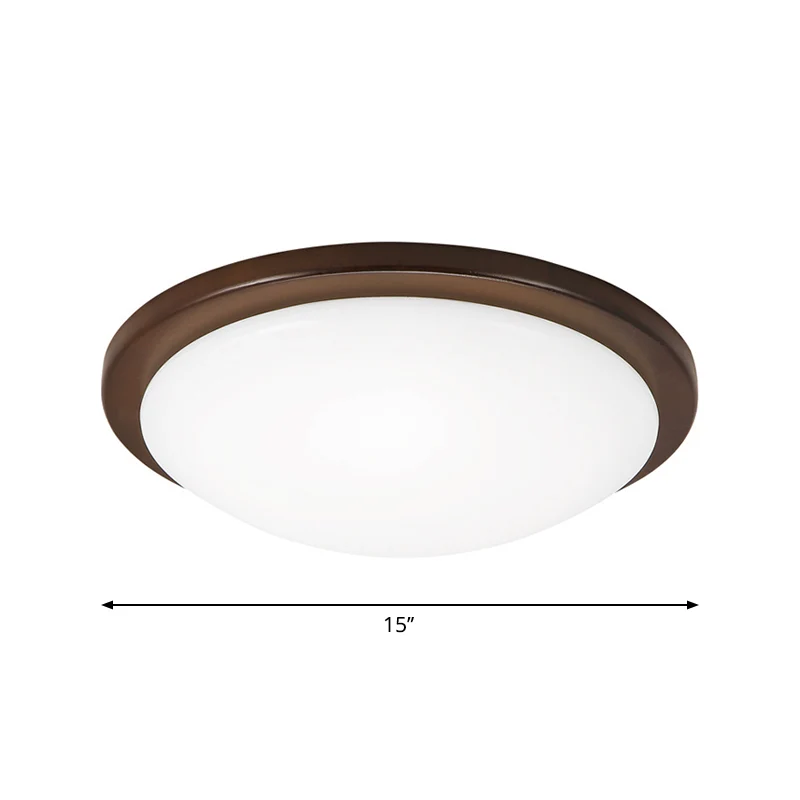Plafonnier encastré rond/carré/fleur en bois, plafonnier LED marron simple de 14/15/18 pouces de large avec abat-jour en a...
