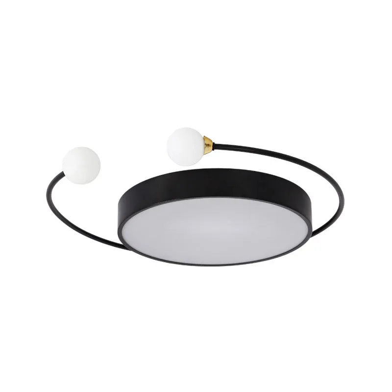 Plafonnier encastré à tambour noir/gris, lampe moderne à LED en métal avec lumière 2 modes en blanc/lumière chaude Clearhalo