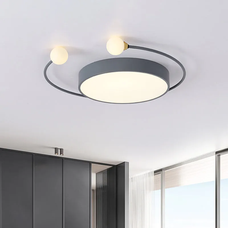 Plafonnier encastré à tambour noir/gris, lampe moderne à LED en métal avec lumière 2 modes en blanc/lumière chaude Clearhalo
