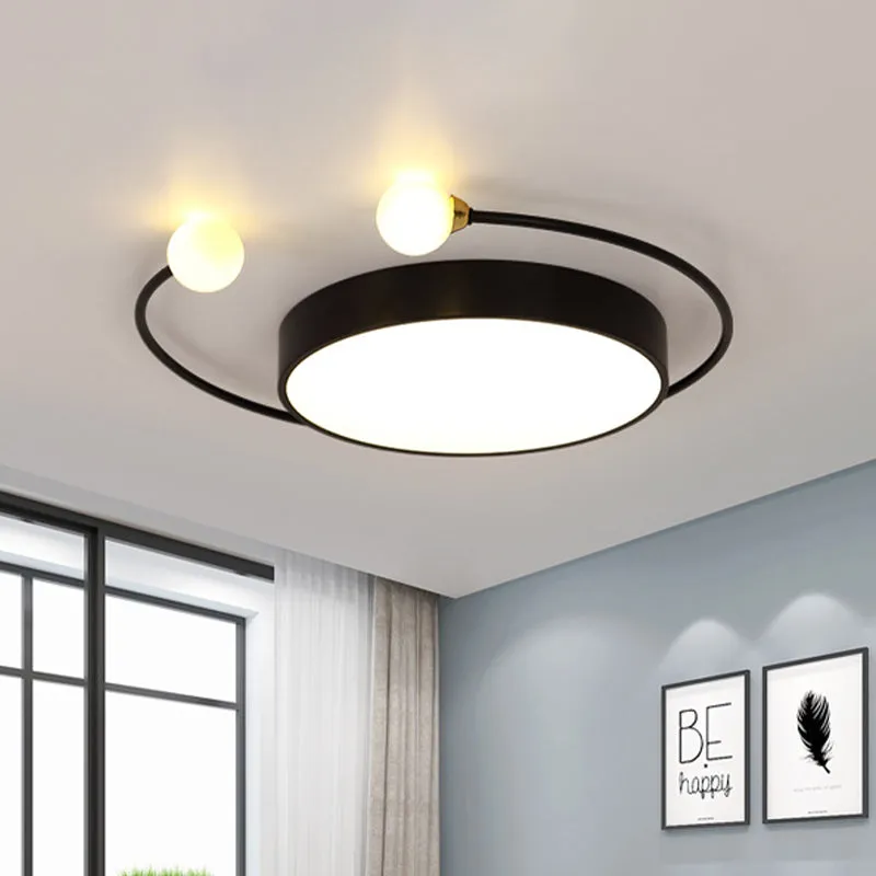 Plafonnier encastré à tambour noir/gris, lampe moderne à LED en métal avec lumière 2 modes en blanc/lumière chaude Clearhalo
