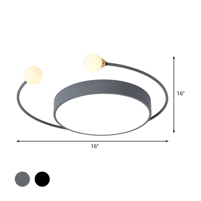 Plafonnier encastré à tambour noir/gris, lampe moderne à LED en métal avec lumière 2 modes en blanc/lumière chaude Clearhalo