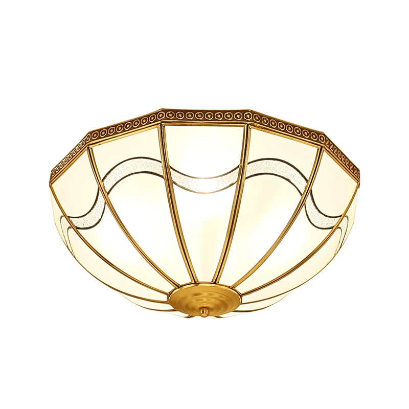 Plafonnier encastré en verre laiteux à 4 lumières, lampe encastrée traditionnelle en laiton inversé pour chambre à coucher...