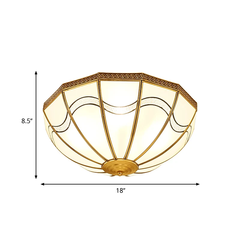 Plafonnier encastré en verre laiteux à 4 lumières, lampe encastrée traditionnelle en laiton inversé pour chambre à coucher...