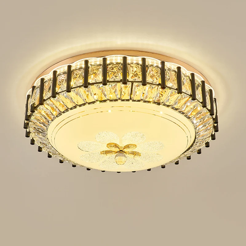 Plafonnier à engrenages noirs, Style moderne, LED à facettes, montage encastré en cristal K9, troisième vitesse Clearhalo