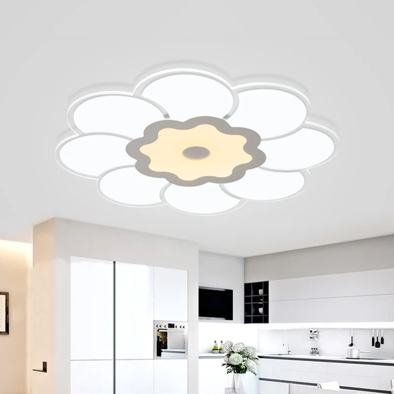 Plafonnier floral de 16,5/20,5/31 pouces de large, style simple, éclairage LED en acrylique blanc, encastré dans une lumiè...