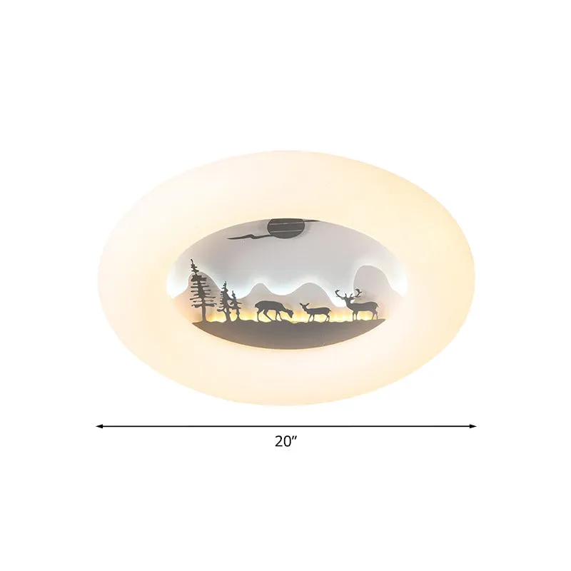 Plafonnier en forme de beignet en acrylique, éclairage encastré à LED contemporain en blanc Clearhalo