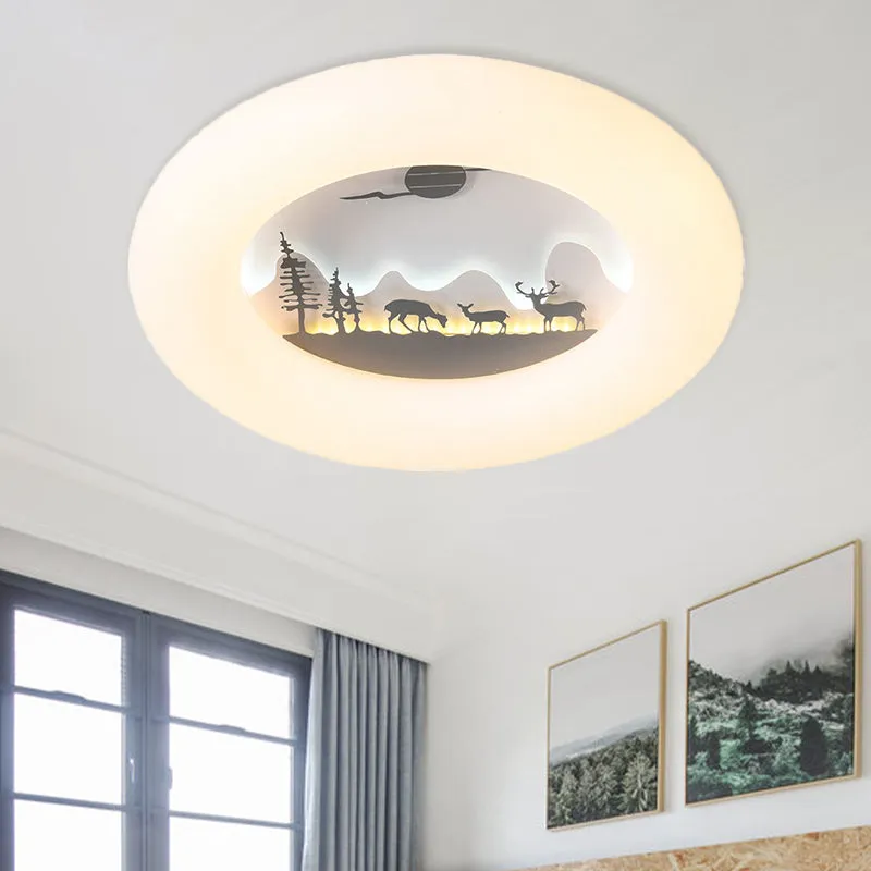 Plafonnier en forme de beignet en acrylique, éclairage encastré à LED contemporain en blanc Clearhalo