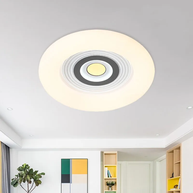 Plafonnier en forme de beignet en acrylique, éclairage encastré à LED contemporain en blanc Clearhalo