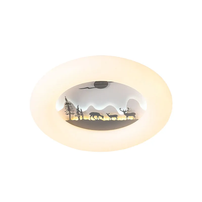 Plafonnier en forme de beignet en acrylique, éclairage encastré à LED contemporain en blanc Clearhalo