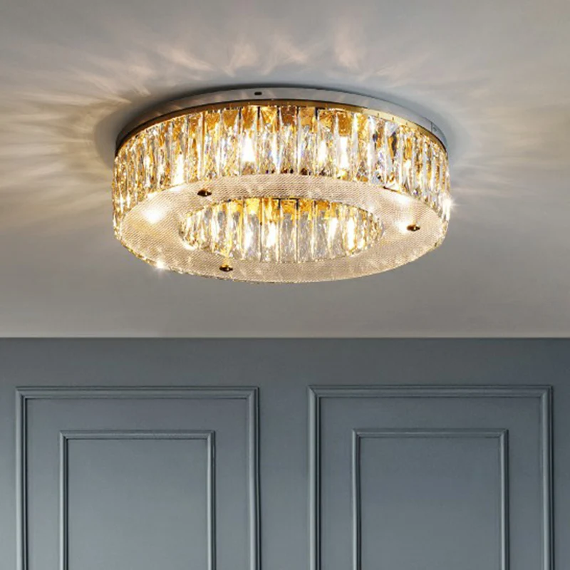 Plafonnier en forme d'anneau en cristal transparent, plafonnier minimaliste à 8 ampoules pour chambre à coucher Clearhalo