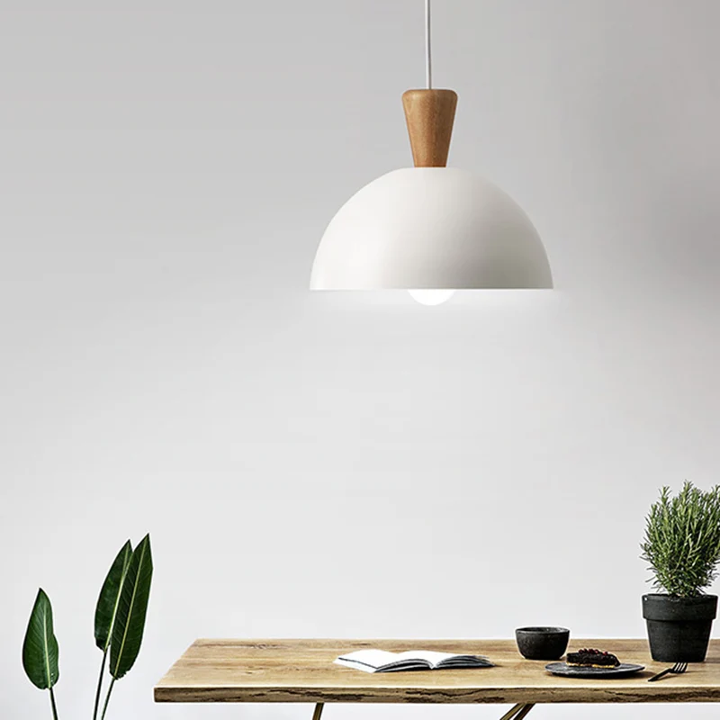 Plafonnier en forme de dôme pour salle à manger en métal, 1 lumière, style moderne, blanc/rose Clearhalo