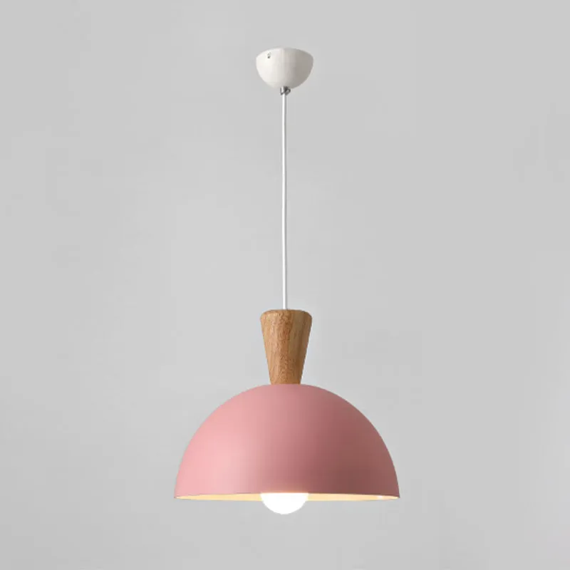 Plafonnier en forme de dôme pour salle à manger en métal, 1 lumière, style moderne, blanc/rose Clearhalo