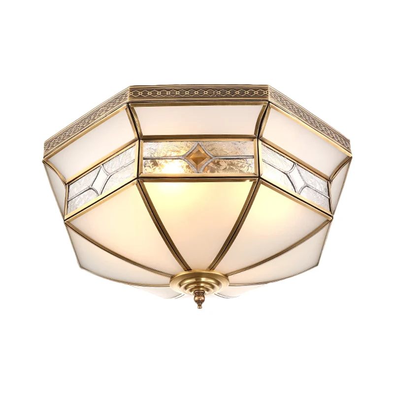 Plafonnier en forme de dôme Warehouse, 3/4 lumières, 14 po/18 po, verre opalin, éclairage encastré, laiton Clearhalo