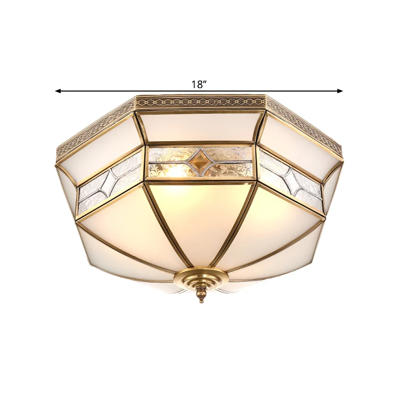 Plafonnier en forme de dôme Warehouse, 3/4 lumières, 14 po/18 po, verre opalin, éclairage encastré, laiton Clearhalo
