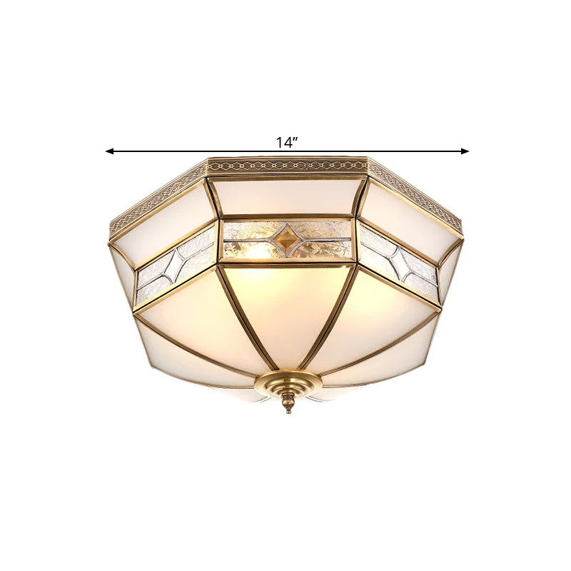 Plafonnier en forme de dôme Warehouse, 3/4 lumières, 14 po/18 po, verre opalin, éclairage encastré, laiton Clearhalo
