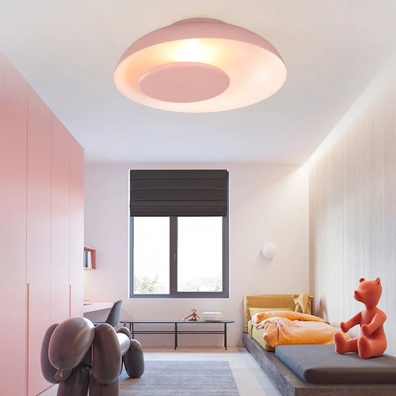 Plafonnier en forme de grange à 1 lumière Macaron pour enfants, plafonnier métallique pour chambre d'enfant Clearhalo