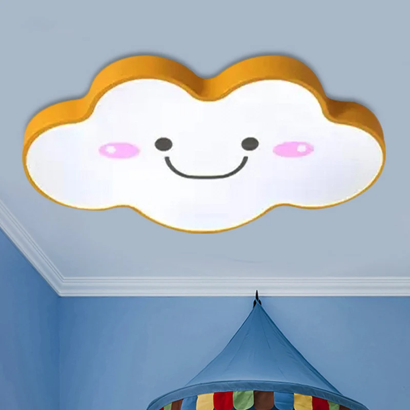 Plafonnier en forme de nuage souriant pour chambre d'enfant, luminaire de plafond en acrylique de Style nordique Clearhalo