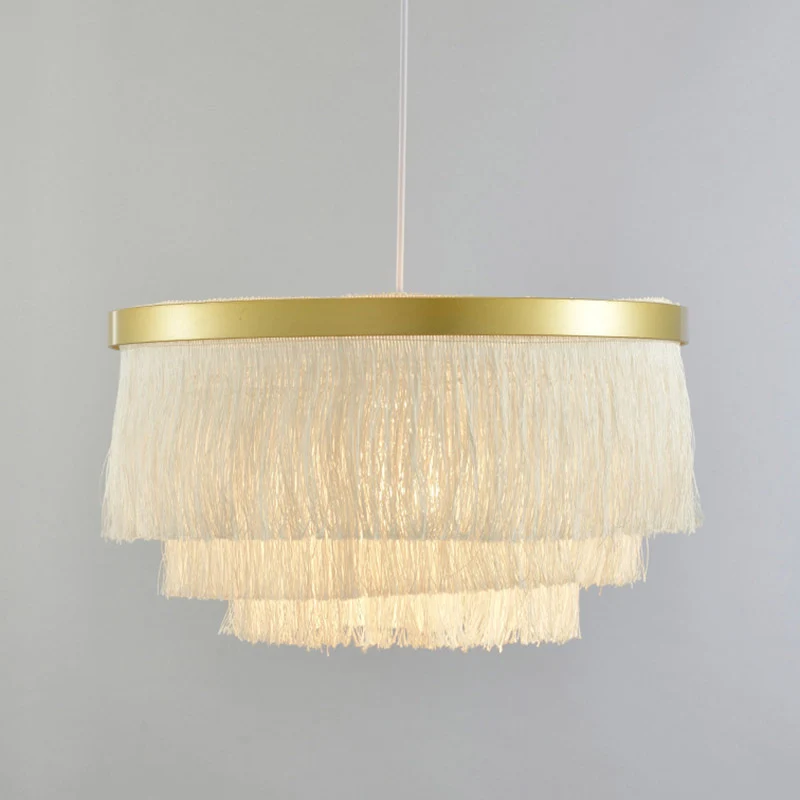 Plafonnier à franges doré, lampe suspendue minimaliste à 1 lumière pour le salon Clearhalo