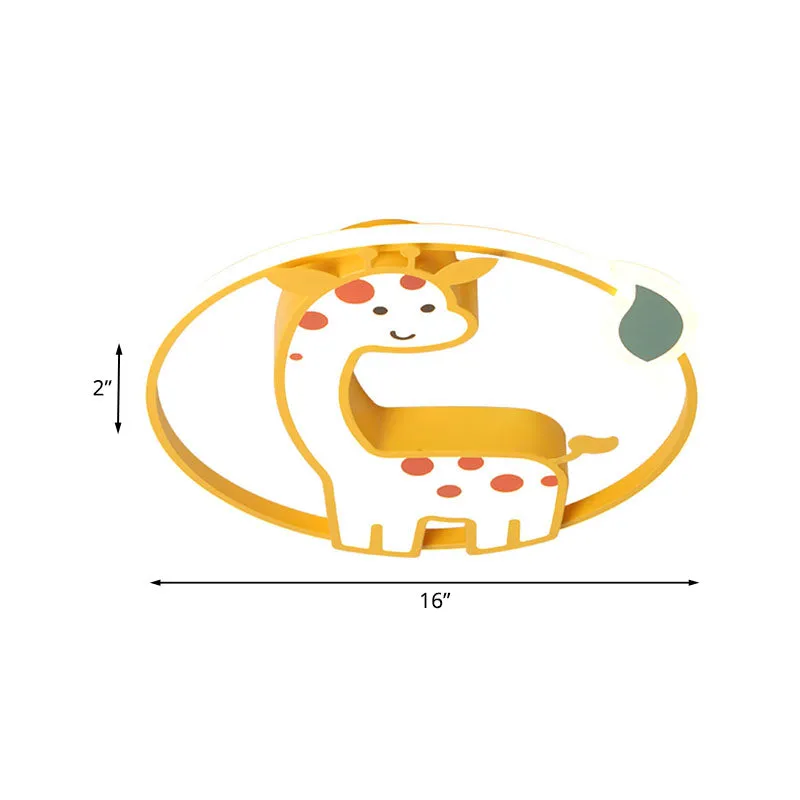 Plafonnier girafe en fer pour enfants, 16/19.5 pouces, LED jaune, éclairage encastré pour chambre d'enfant Clearhalo