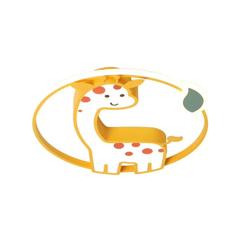Plafonnier girafe en fer pour enfants, 16/19.5 pouces, LED jaune, éclairage encastré pour chambre d'enfant Clearhalo